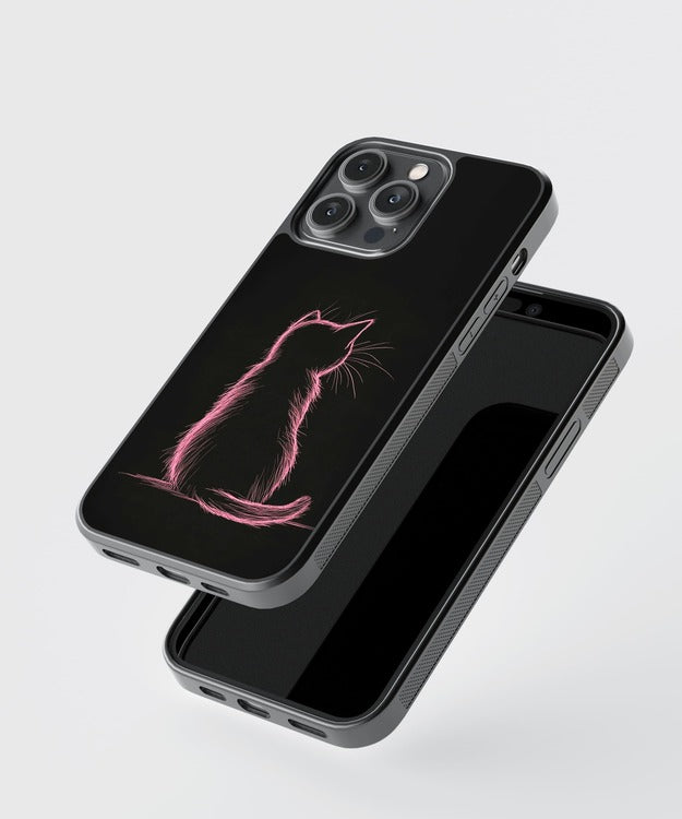Neon Cat Glass Case