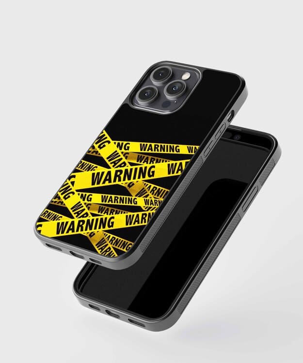 Yellow Warning Stripes Glass Case