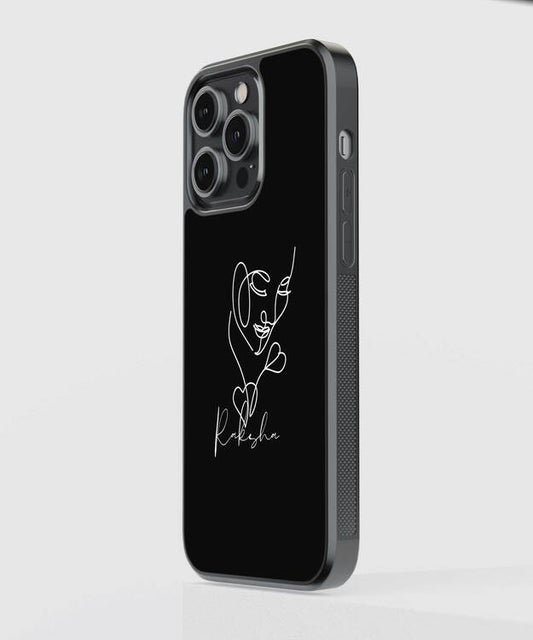 Face Illustration Custom Name Glass Case