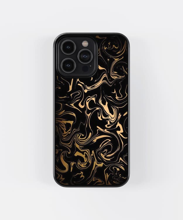 Black Golden Marble Glass Case