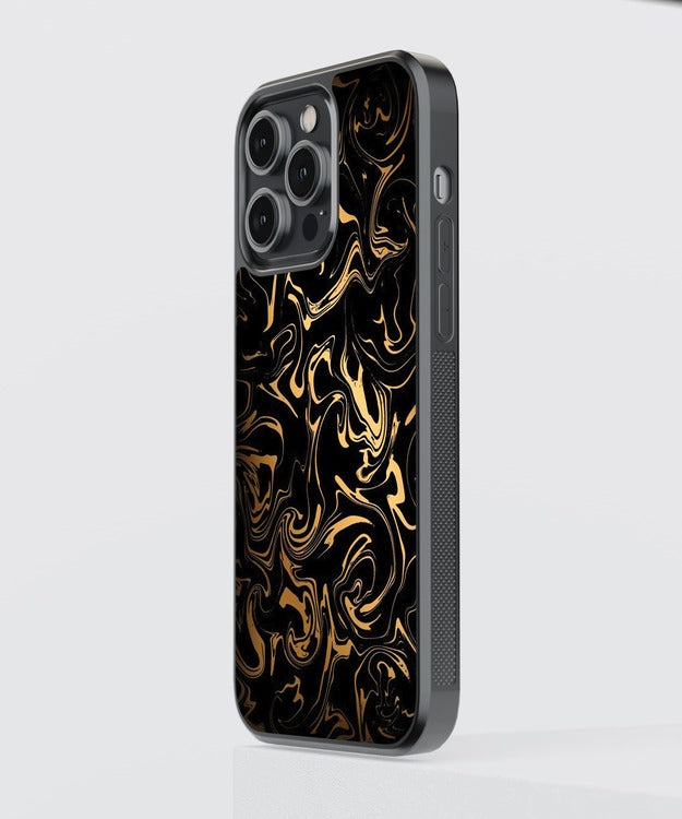 Black Golden Marble Glass Case