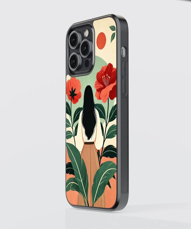 Abstract Girl Floral Glass Case