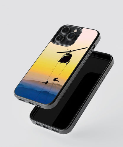 Helicopter Aesthetic Sky Glass Case