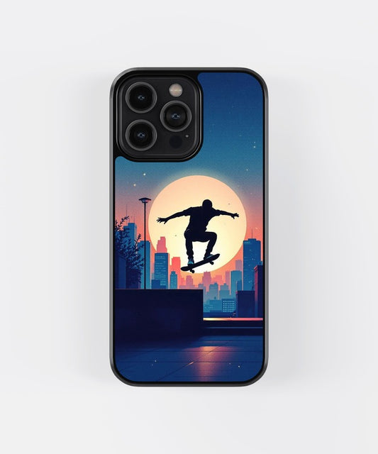 Skateboard Moon Glass Case