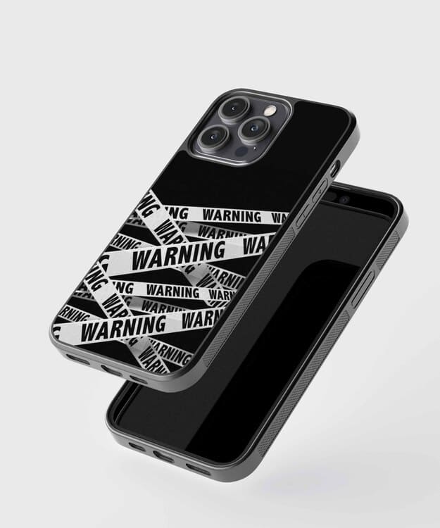White Warning Stripes Glass Case