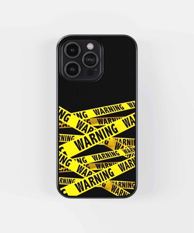 Yellow Warning Stripes Glass Case