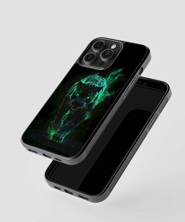 Panther Neon Green Glass Case