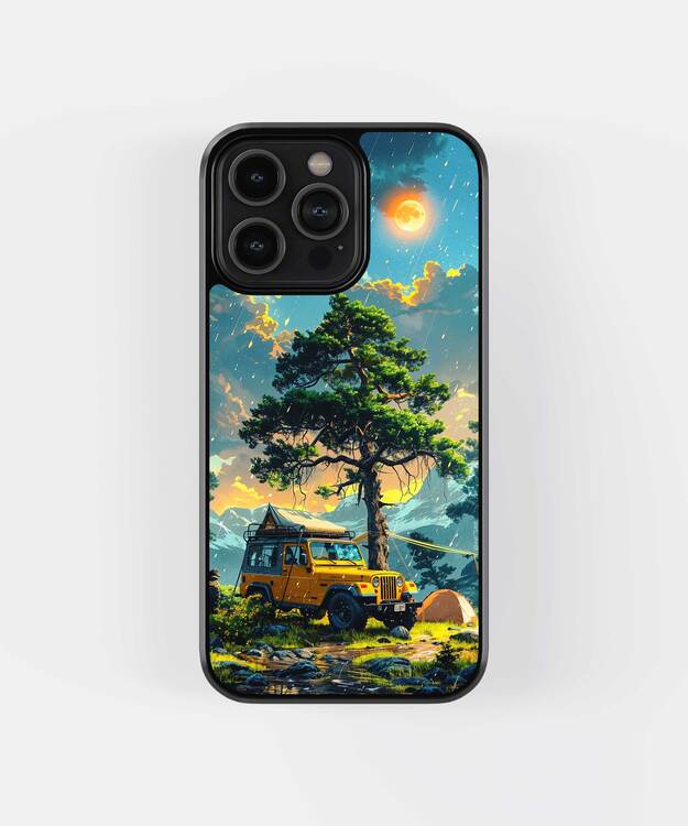 Thar Camping In Mountains Glass Case
