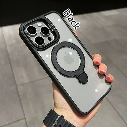 Double Kicksatnd | Metal Ring | Transparent MagSafe Case With Camera lens Protector Rings