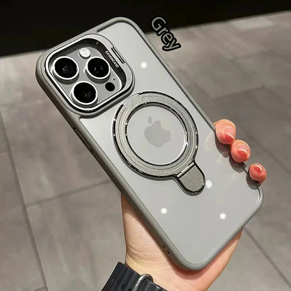 Double Kicksatnd | Metal Ring | Transparent MagSafe Case With Camera lens Protector Rings