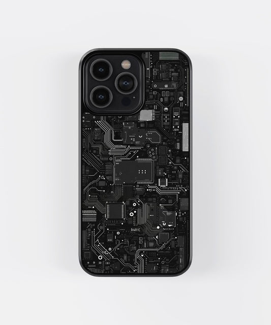 Circuit Board Black Glass Case