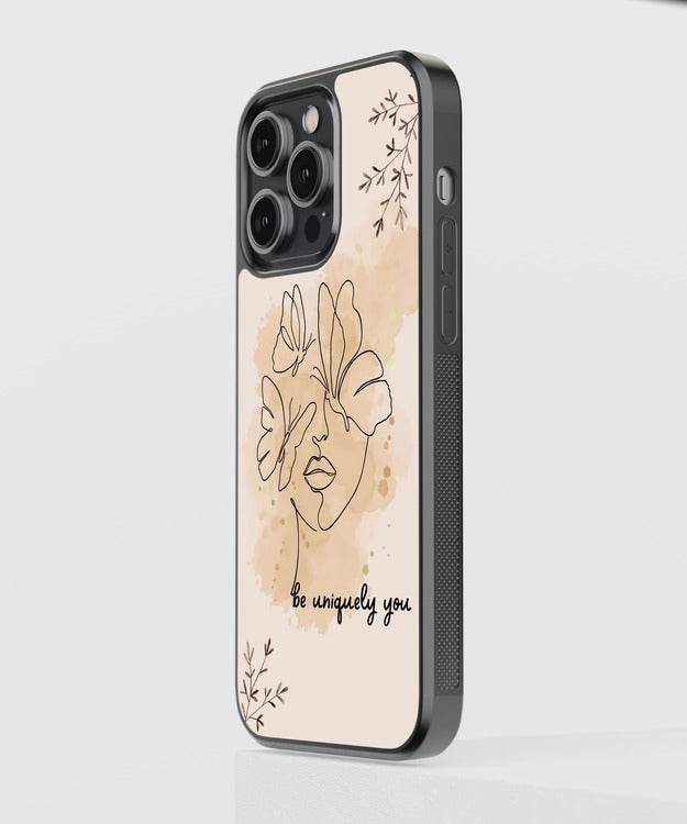 Uniquely You Face Illustration Glass Case