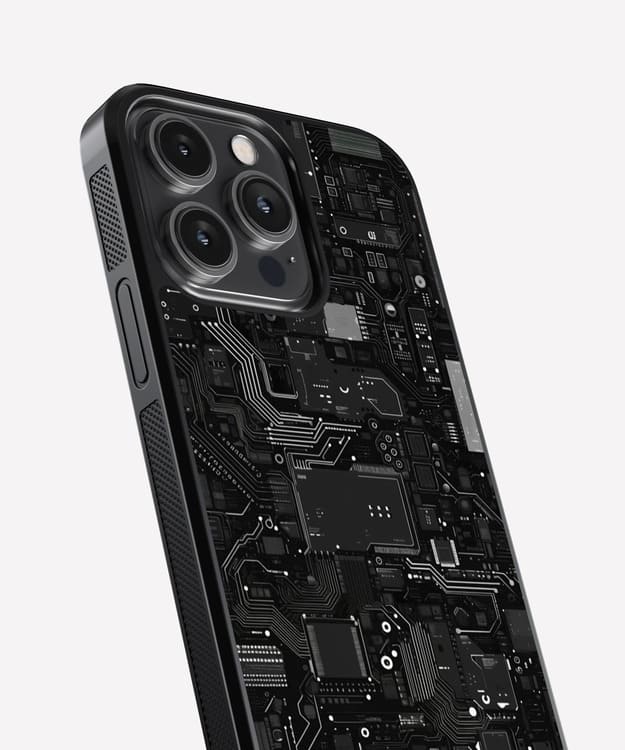 Circuit Board Black Glass Case