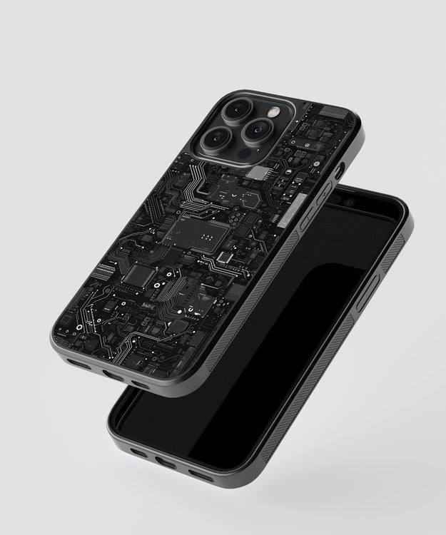 Circuit Board Black Glass Case