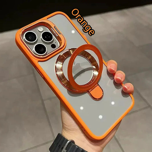 Double Kicksatnd | Metal Ring | Transparent MagSafe Case With Camera lens Protector Rings