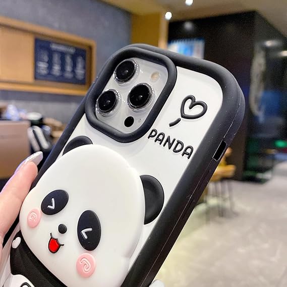 Cute Panda With Mirror Soft Silicone Case