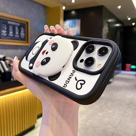 Cute Panda With Mirror Soft Silicone Case