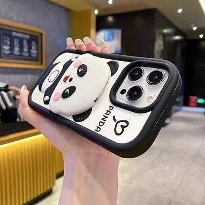 Cute Panda With Mirror Soft Silicone Case