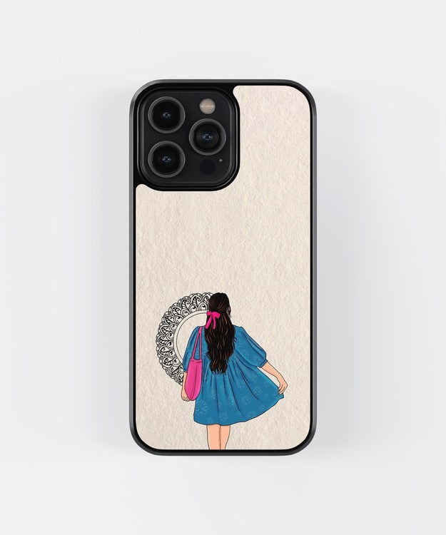 Blue Frock Girl Glass Case
