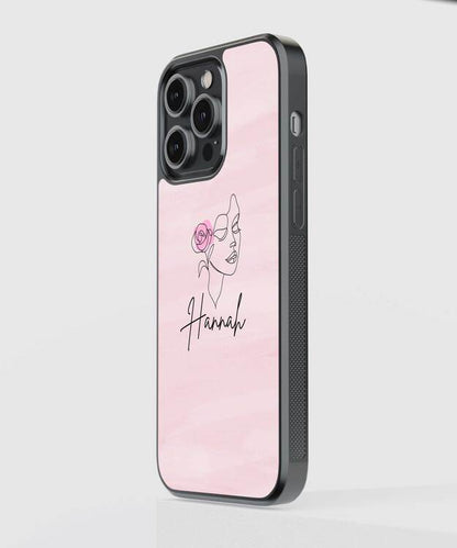 Custom Name Pink Rose Glass Case