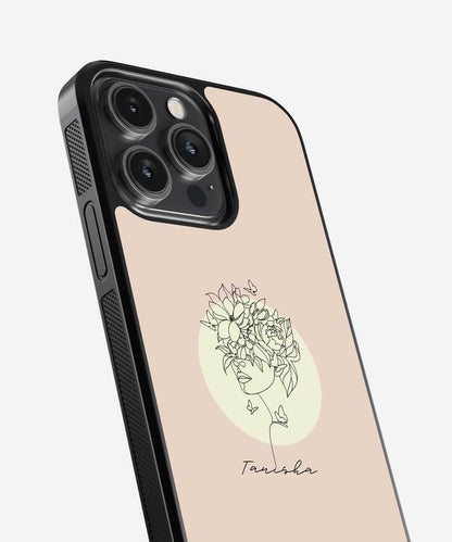Aesthetic Custom Name Line Art Glass Case