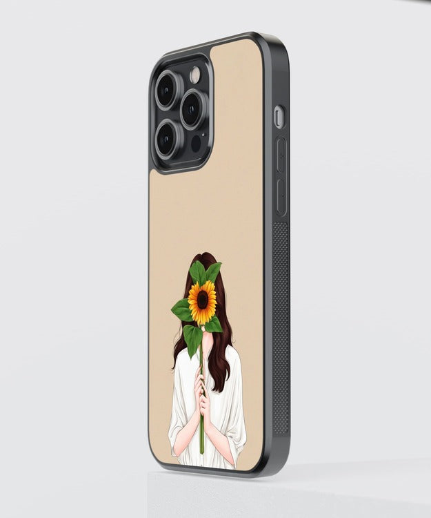 Sunflower Girl Glass Case