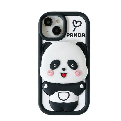 Cute Panda With Mirror Soft Silicone Case