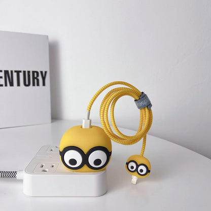 iPhone Charger Case Cover - Minions - 4 Piece Set (With Wire Protector)