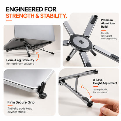 4-in-1 MagSafe Stand – Laptop Riser, Phone, Tablet & Selfie Stick