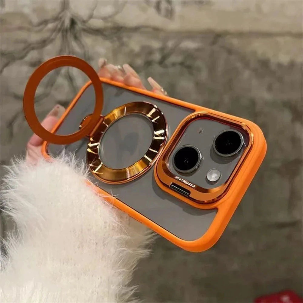 Double Kicksatnd | Metal Ring | Transparent MagSafe Case With Camera lens Protector Rings