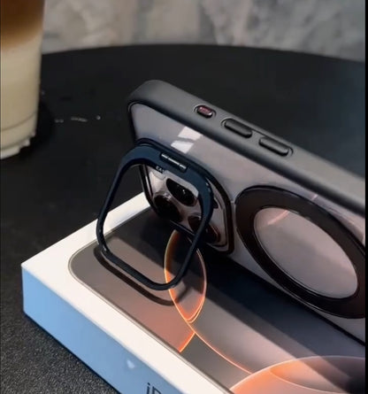 Double Kicksatnd | Metal Ring | Transparent MagSafe Case With Camera lens Protector Rings